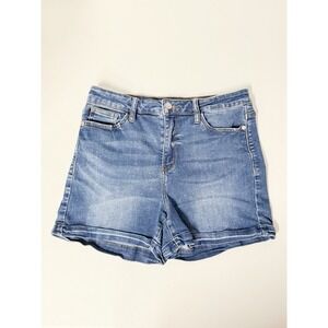 Judy Blue Denim Shorts Women's Large High Rise Cuffed Stretchy Speckle Print